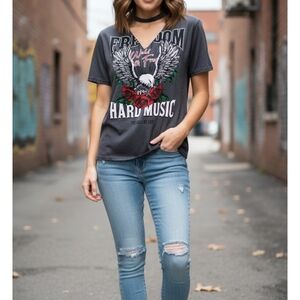 Graphic Print Gray Women's Top